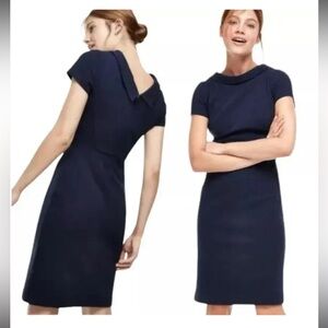 BODEN Betty Ottoman Navy Short Sleeve Wiggle Ribbed Stretch Sheath Dress 6